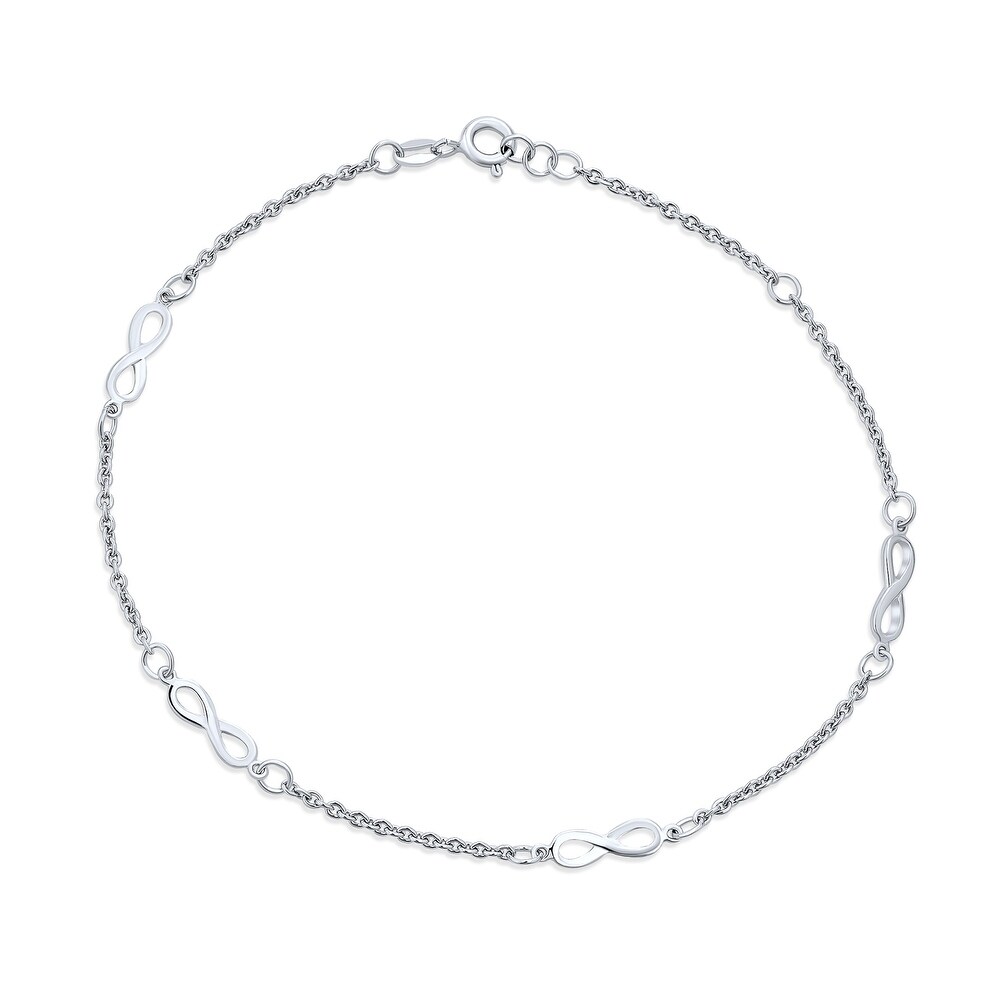 Vitrail Medium Color Crystals with .925 Sterling Silver Link Anklet 7,8,9,10,11,12,13 Inches Bracelet 